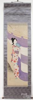 Appraisal: Oriental watercolor scroll