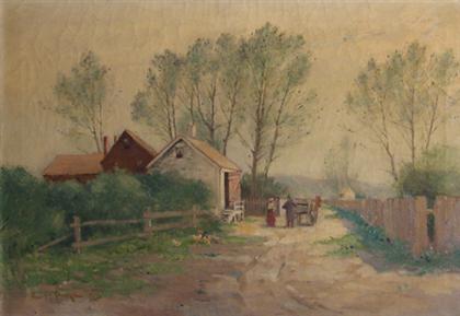 Appraisal: EDWARD A PAGE american - COUNTRY SCENE WITH FARMHOUSE Signed