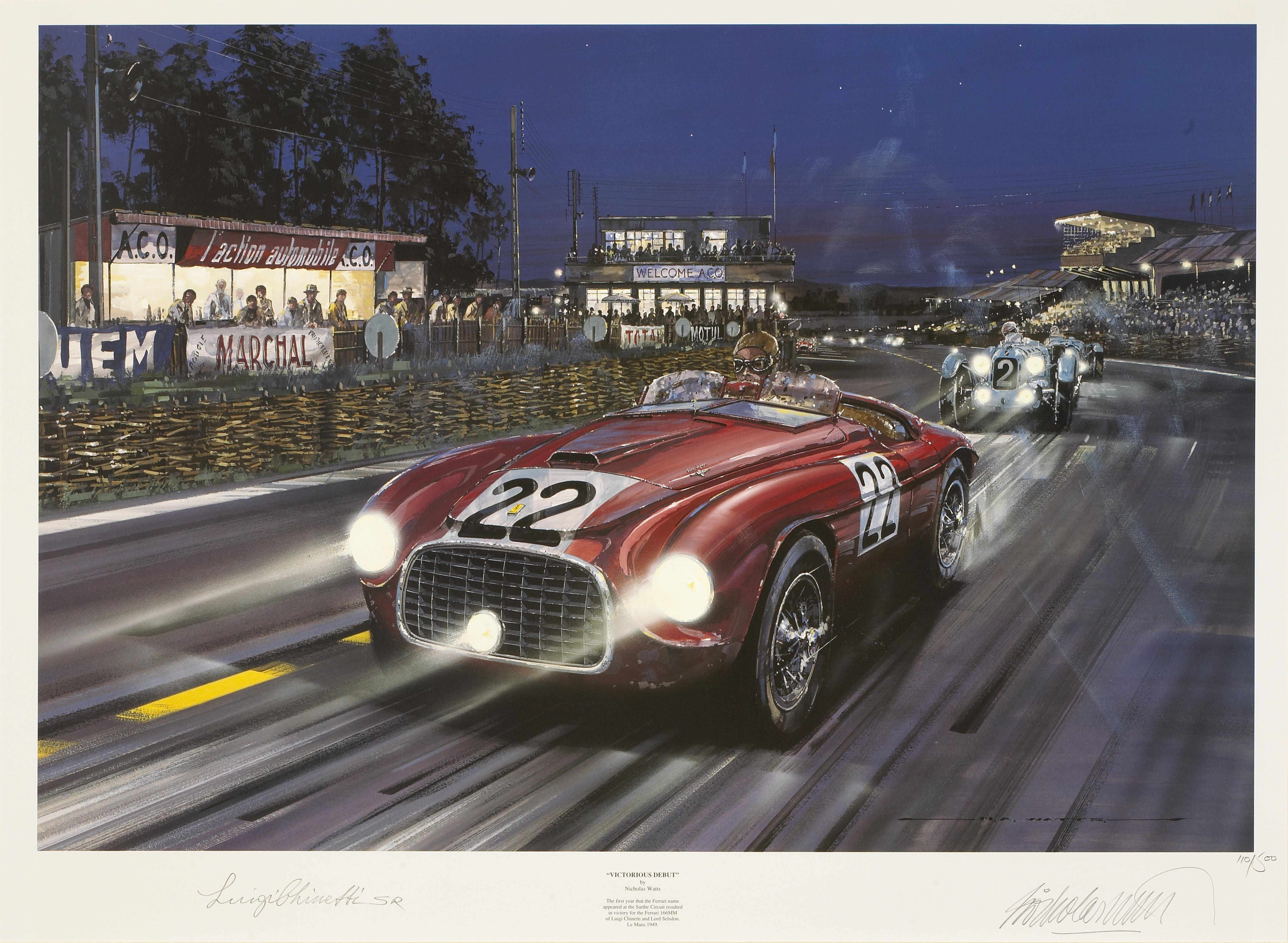 Appraisal: Nicholas Watts ''Victorious Debut'' signed by Chinetti print of the