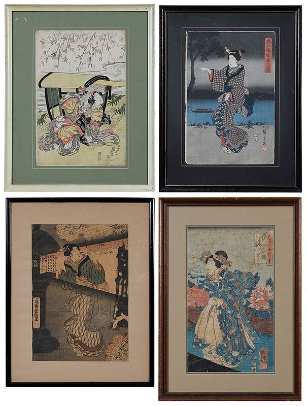 Appraisal: Group of Four Japanese Woodblock Prints including Utagawa Kunisada I