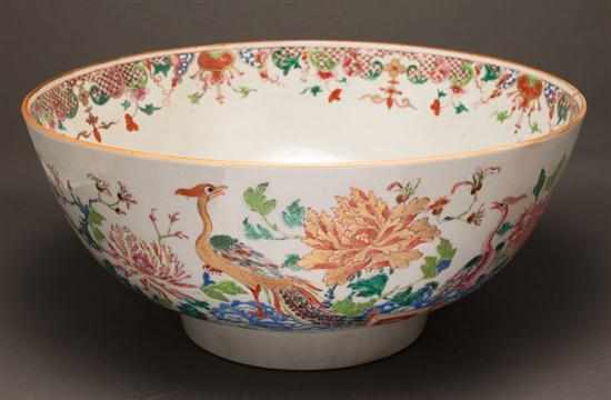 Appraisal: Chinese Export Famille Rose porcelain punch bowl circa with peony