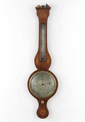 Appraisal: Inlaid Mahogany Veneer Wheel Barometer Signed J Torre th Century