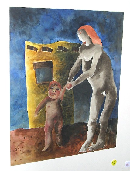 Appraisal: Mercedes Escobar Mexican th C watercolor on paper Maternidad depicting