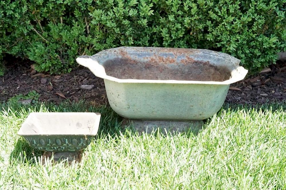 Appraisal: Two Cast Iron Rectangular Planters Lot Two Cast Iron Rectangular