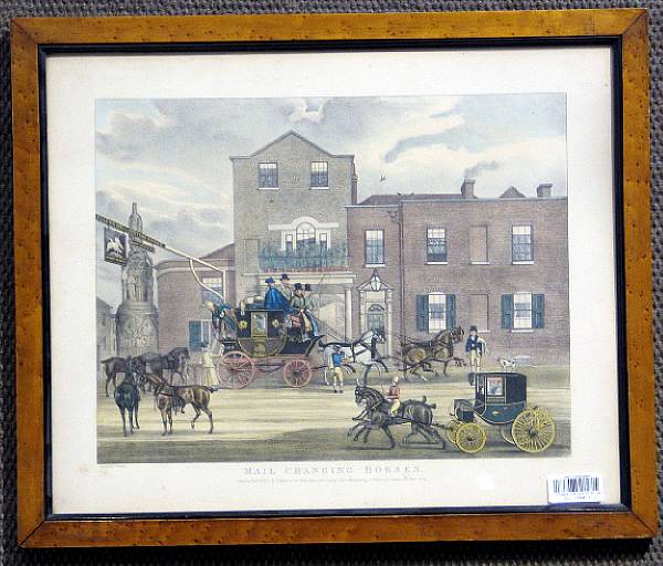 Appraisal: An assembled pair of framed English hand colored lithographs of