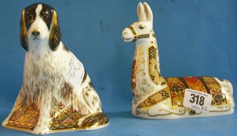 Appraisal: Royal Crown Derby Paperweights Llama and Molly Spaniel Dog Guild