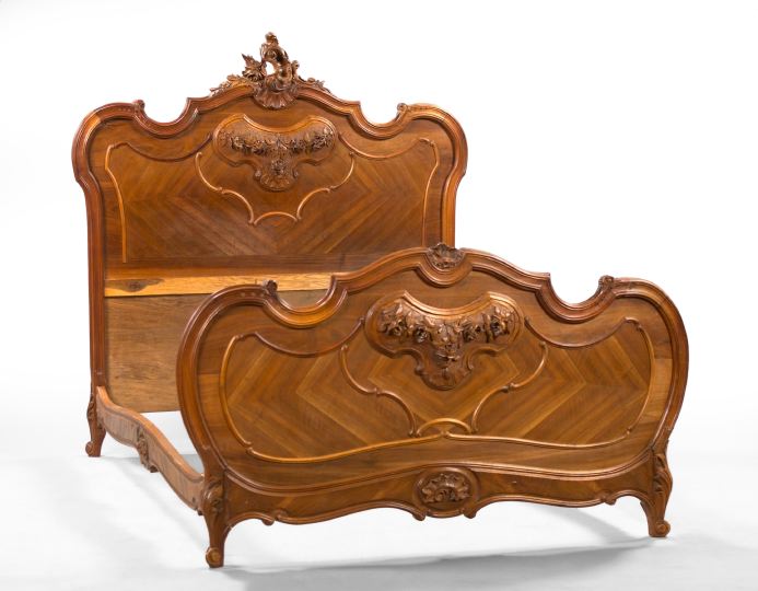 Appraisal: Louis XV-Style Mahogany Bedstead ca the headboard with a shell-form