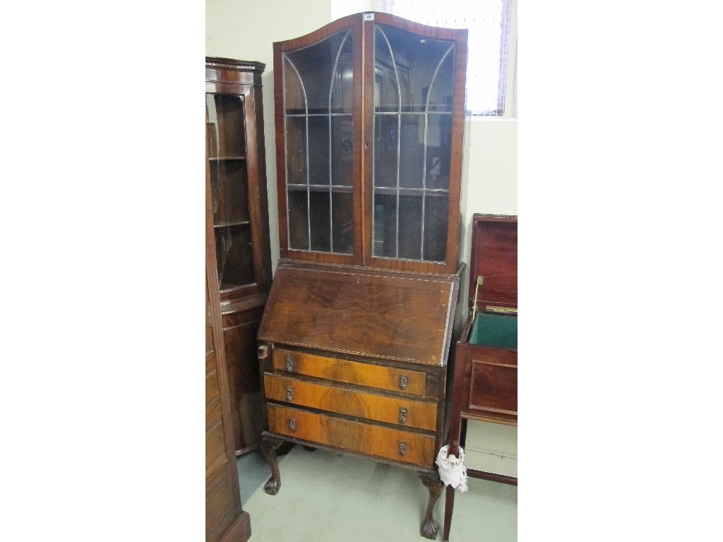 Appraisal: Walnut bureau bookcase