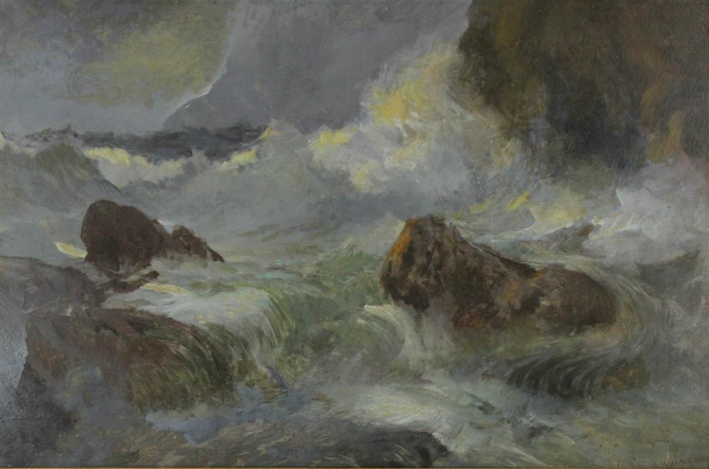 Appraisal: FRANKLIN DULLIN BRISCO AMERICAN - CRASHING WAVES Oil on canvas