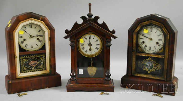 Appraisal: Three Connecticut Shelf Clocks including two thirty-hour four-sided top examples