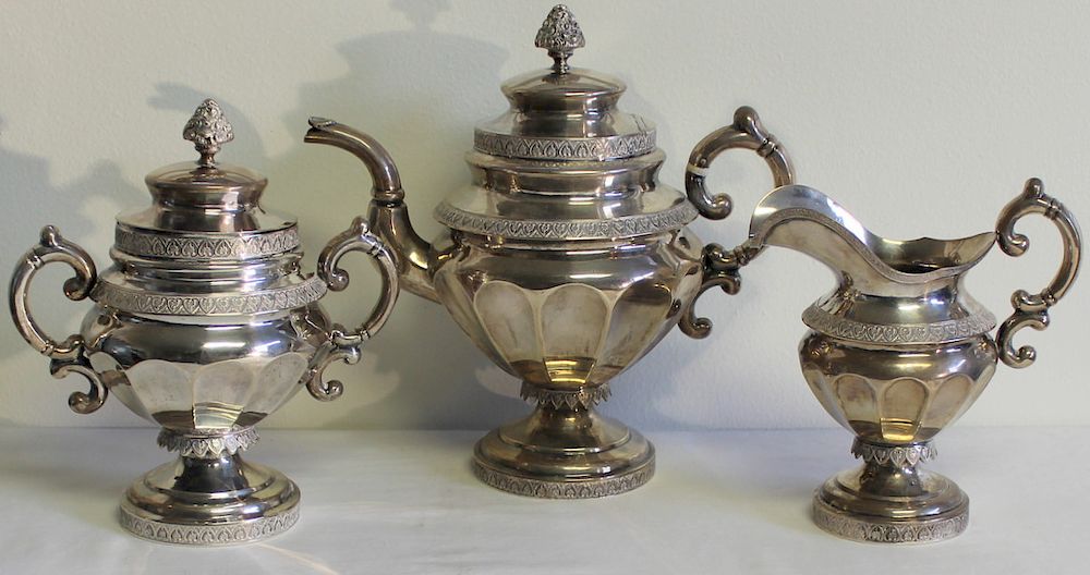 Appraisal: SILVER G Boyce th Century Coin Silver Tea Set Includes