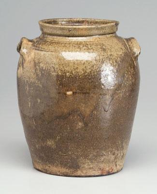 Appraisal: Edgefield jar slightly everted rim two lug handles mottled brown