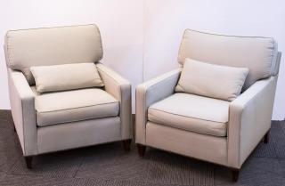 Appraisal: Pair of Modern Upholstered Club Chairs Cushioned with light colored