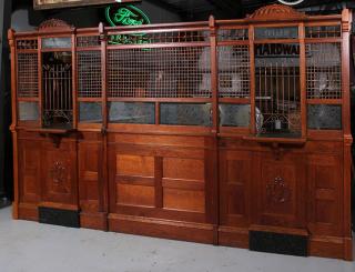 Appraisal: Victorian bank teller cage a beautiful stick and ball golden