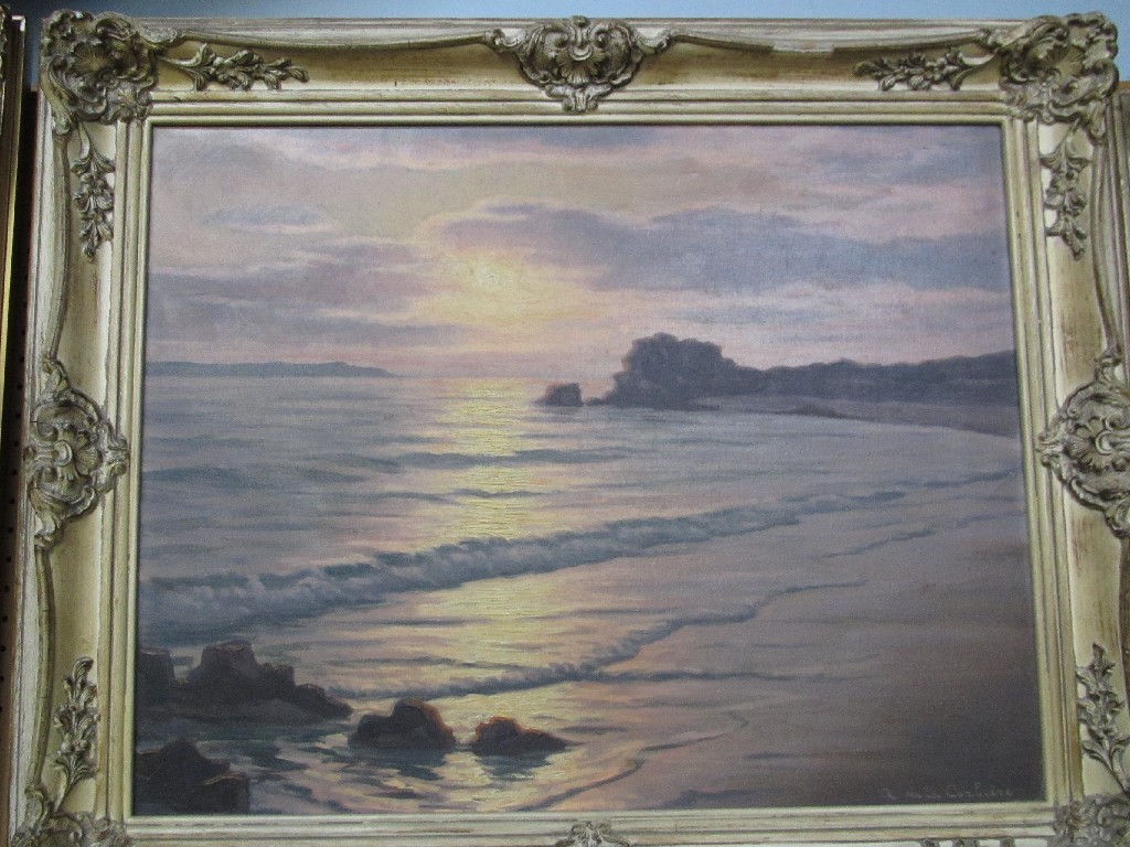 Appraisal: RENE DE LA CORBIERE Oil on canvas 'Sunset Bretagne' signed