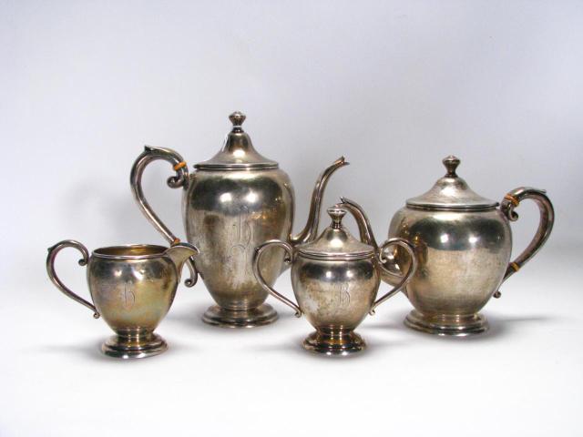 Appraisal: Sterling four-piece coffee service Marked P S Co art deco