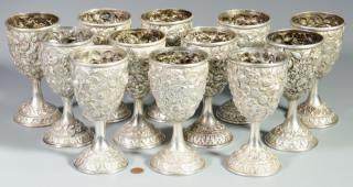 Appraisal: Baltimore Sterling Silver Repousse Goblets Baltimore Silversmiths Mfg Co sterling