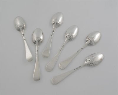 Appraisal: A set of six modern picture-back teaspoons Hanoverian pattern with