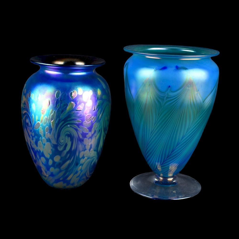 Appraisal: Two Contemporary Art Glass Vases Two Contemporary Art Glass Vases