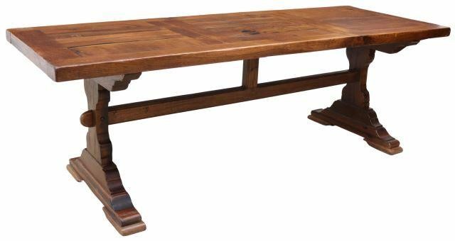 Appraisal: French Provincial oak farmhouse table th c having long rectangular