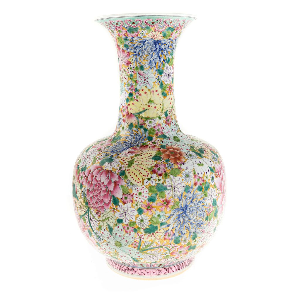 Appraisal: Chinese Export Millefiori Baluster Vase Mid th century elaborate polychrome