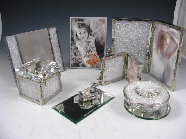 Appraisal: Seven Swarovski Crystal Dresser Items including four picture frames a