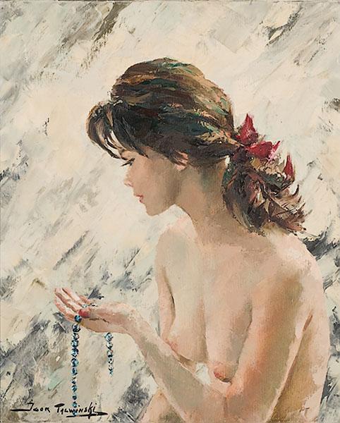 Appraisal: IGOR TALWINSKI POLISH - Nude with Necklaceoil on canvassigned l