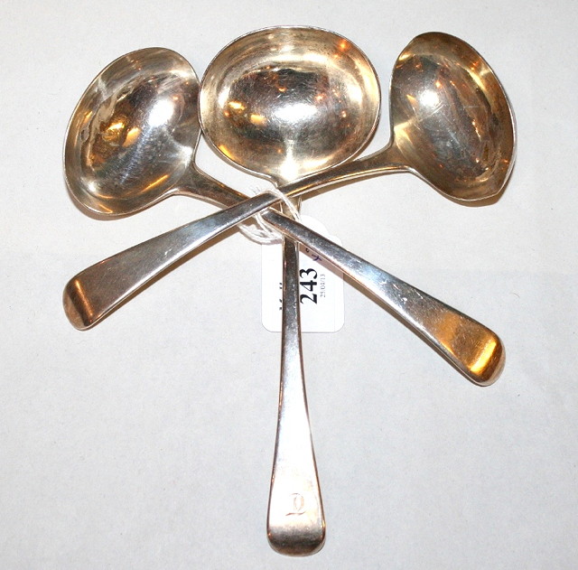 Appraisal: A PAIR OF OLD ENGLISH PATTERN SILVER SAUCE LADLES London