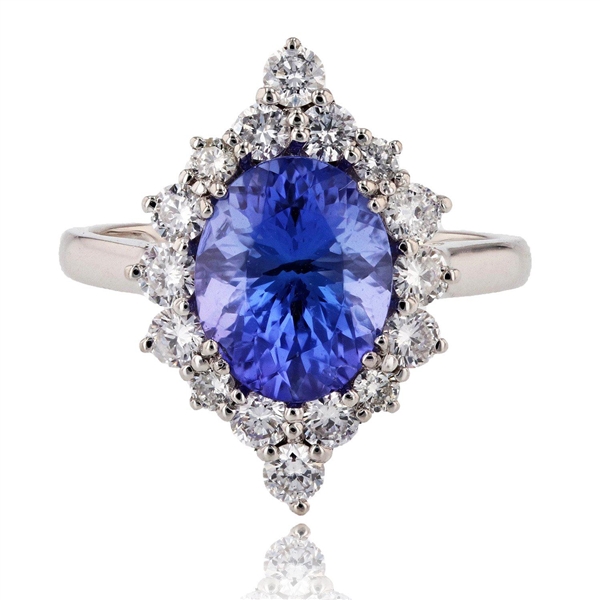 Appraisal: Tanzanite and diamond platinum ring weight grams