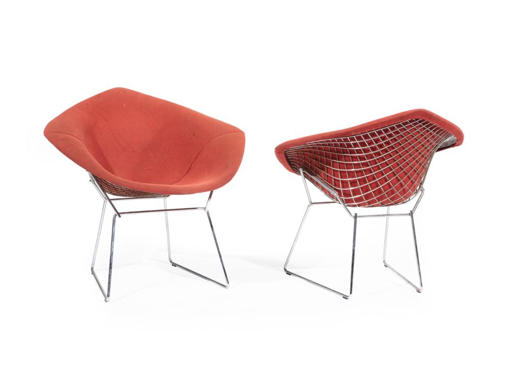 Appraisal: Pair of Harry Bertoia for Knoll Diamond Chair s h