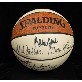 Appraisal: Abdul Jabbar Wilt Chamberlain Magic Johnson Autographed Basketball Abdul Jabbar