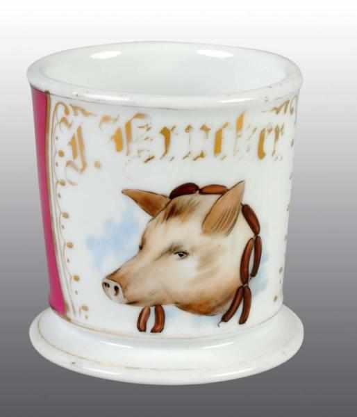 Appraisal: Butcher Occupational Shaving Mug Description Rare image of pig with