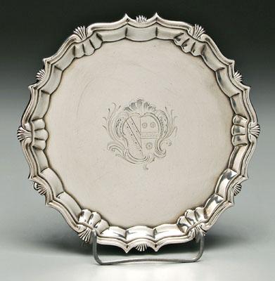 Appraisal: George II English silver salver Chippendale shell rim three hoof