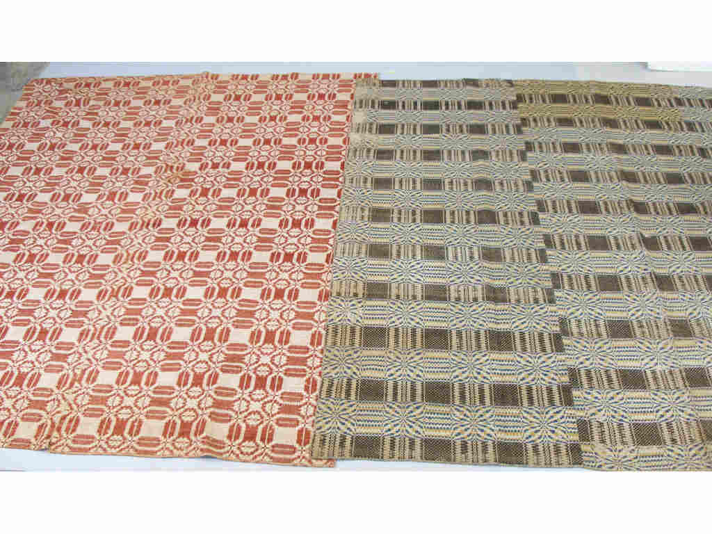 Appraisal: Two Overshot Coverlets th c linen and wool the first