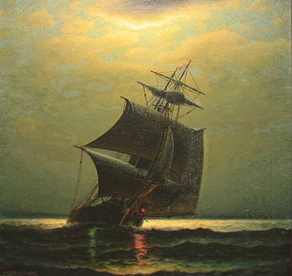 Appraisal: James Gale Tyler American - Ship under the Moonlight signed