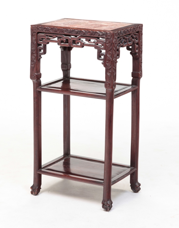 Appraisal: First half th century rosewood Top has pink marble insert