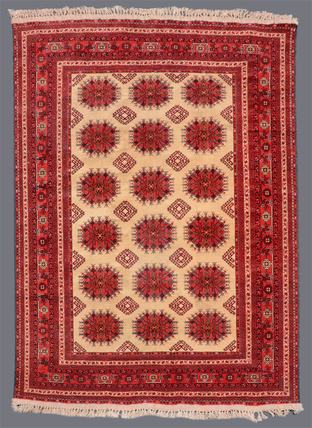 Appraisal: APPROX - YR OLD AFGHAN BOKHARA HAND KNOTTED WOOL RUG