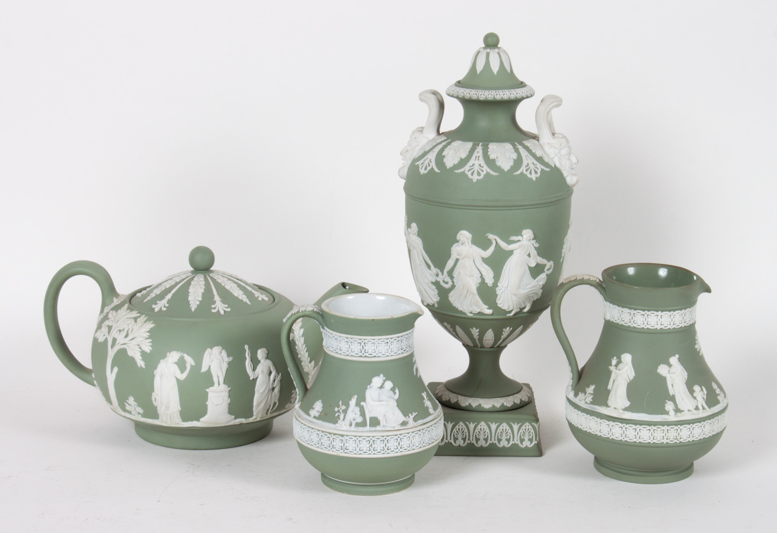 Appraisal: Four Wedgwood jasperware articles th century sage green ground with