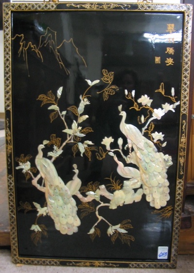 Appraisal: A CHINESE WALL PLAQUE The carved mother of pearl and