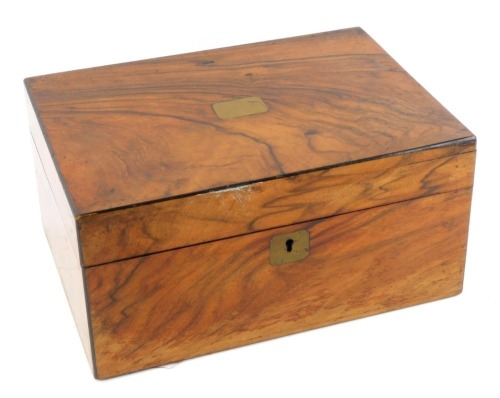 Appraisal: A Victorian walnut sewing box with brass escutcheons containing cotton