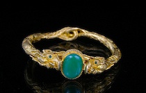 Appraisal: An Impressive K Gold Jade Dragon Bangle Bracelet Two dragons