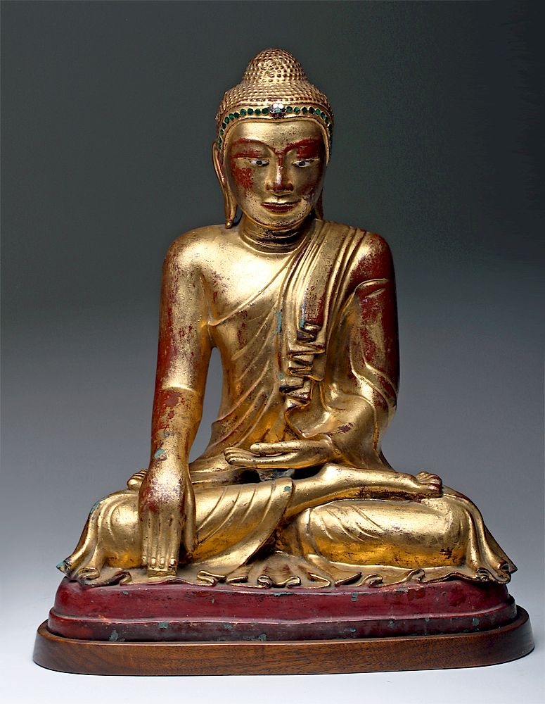 Appraisal: th C Burmese Gilded Bronze Mandalay Buddha Southeast Asia Myanmar