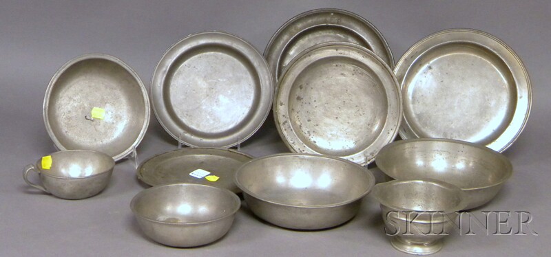 Appraisal: Eleven Pieces of Pewter Tableware four bowls five plates a