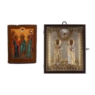 Appraisal: Two Russian Icons of Medical Saints Cosmas and Damian both