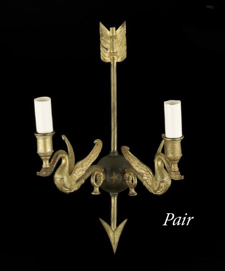 Appraisal: Small Pair of French Two-Light Arrow and Orb Appliques composed