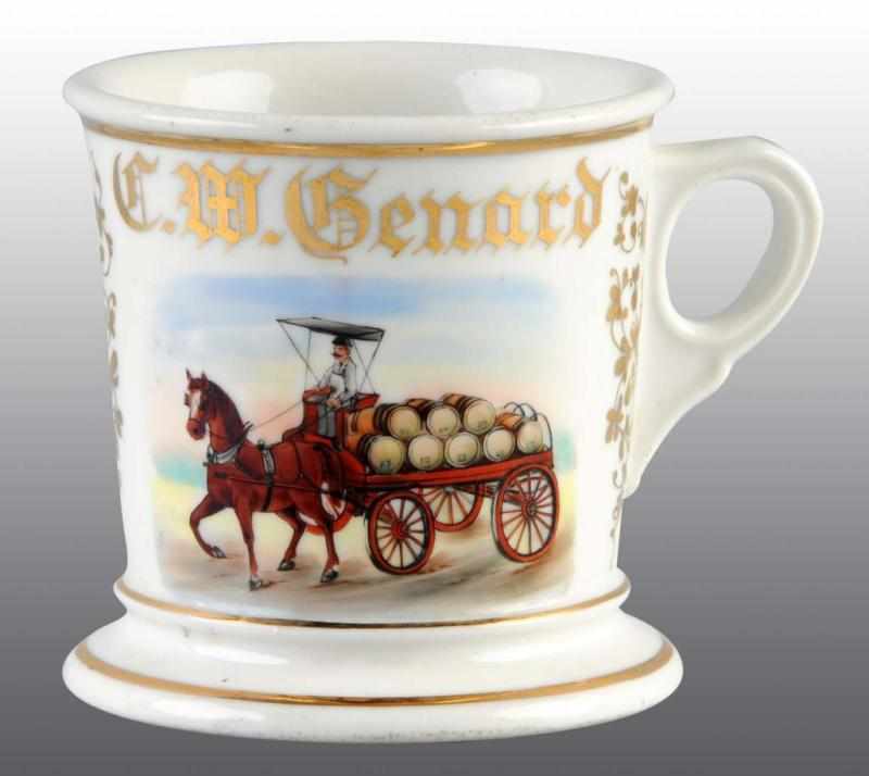 Appraisal: Horse-Drawn Barrel Cart Occupational Shaving Mug Description Stamped Koken St