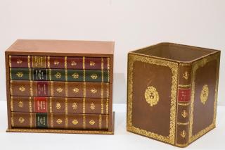 Appraisal: False Book Boxes Likely Maitland Smith Comprising one hinged the