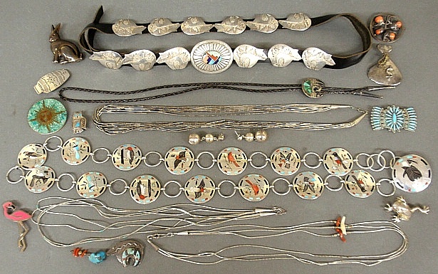 Appraisal: - Group of mostly Mexican silver jewelry and accessories some