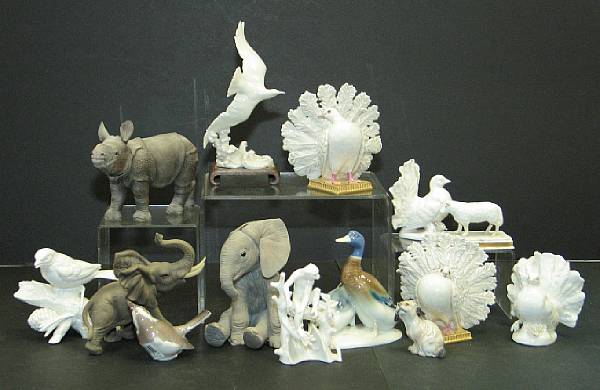 Appraisal: An assembled group of fifteen European porcelain studies of birds