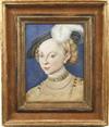 Appraisal: TEMPERA ON VELLUM HEIGHTENED WITH WHITE - Head of a